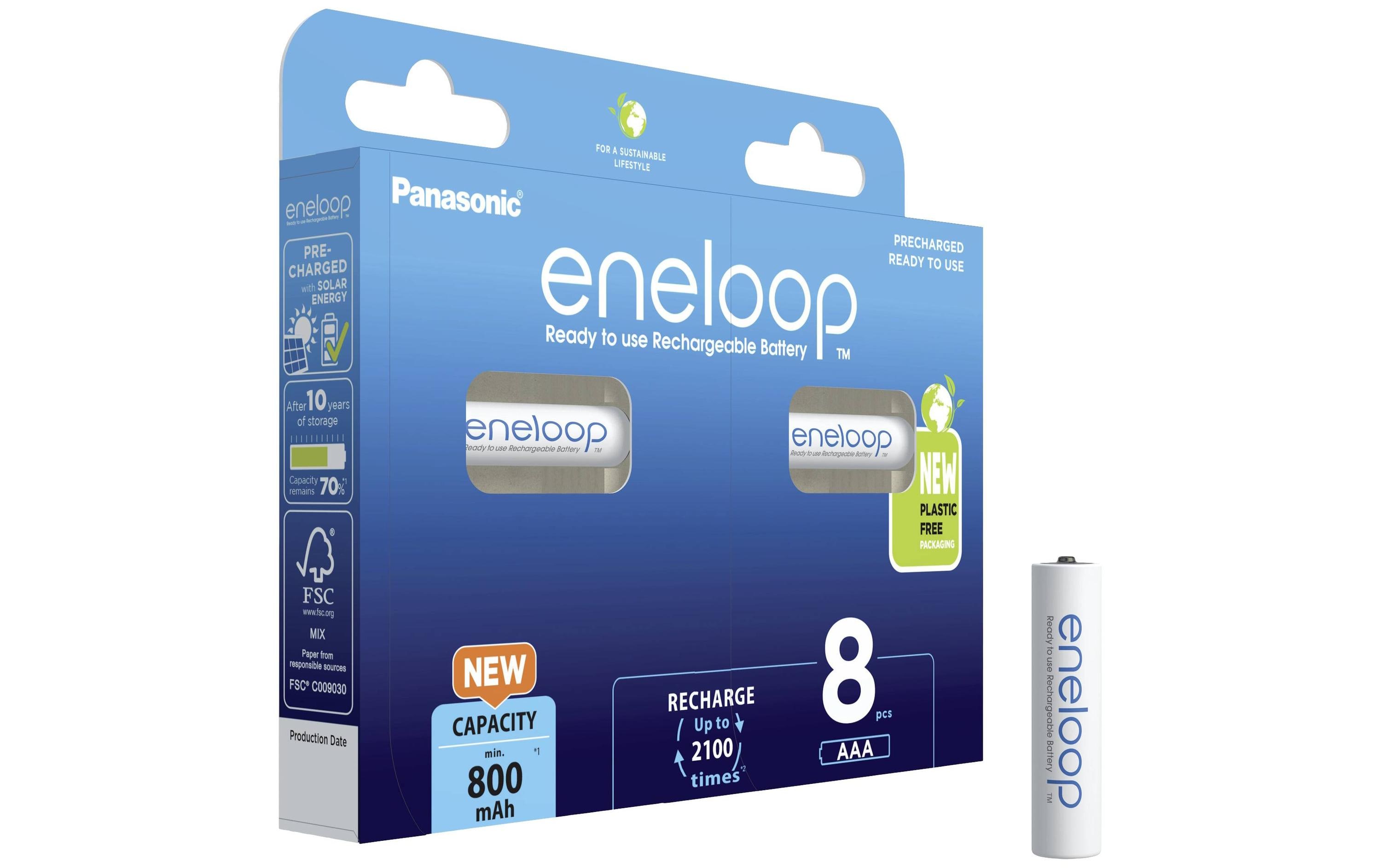 Panasonic eneloop BK-4MCDE/8BE NiMH Akku AAA 1,2 V 800 mAh 8er-Pack Blau/Weiß