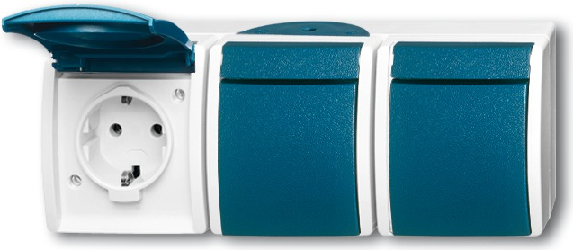 BUSCH-JAEGER Schuko-Dreifachsteckdose 2300/3EW-53 ocean waagerecht 2300/3EW-53 (2084-0-0698)