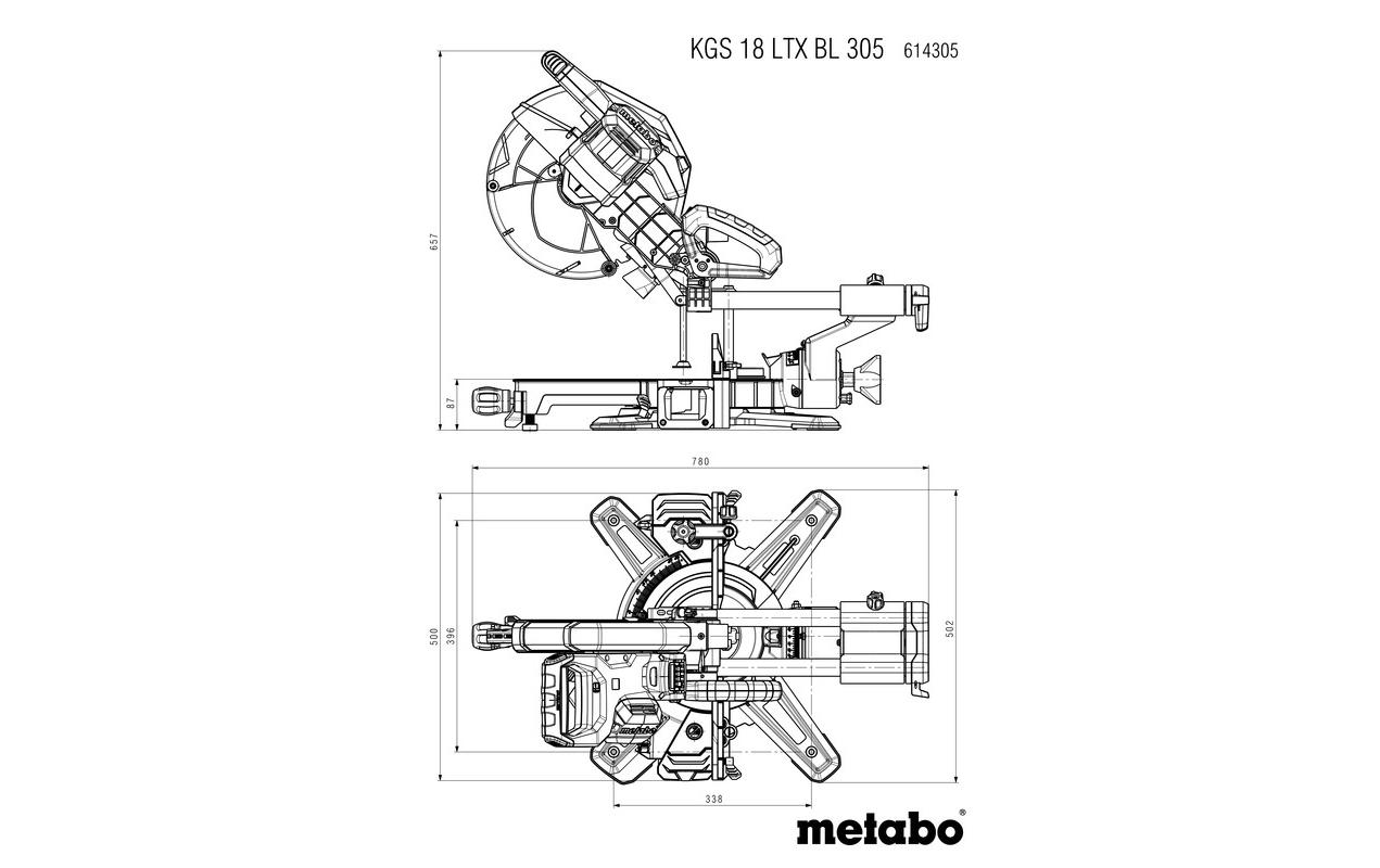 Metabo KGS 18 LTX BL 305 Akku-Kapp- und Gehrungssäge 18 V Solo