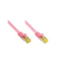 RJ45 Patchkabel mitCat.7 Rohkabel und Rastnasenschutz (RNS®), S/FTP, PiMF, halogenfrei, 600MHz, OFC, magenta, 2m, Good Connections® (8070R-020M)