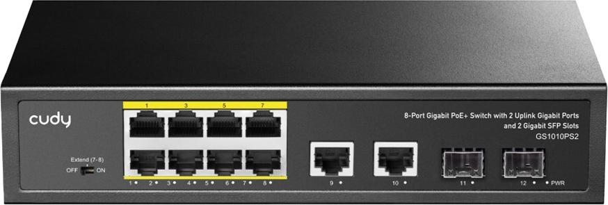 CUDY 8-Port Gigabit PoE+ Switch with 2 Uplink ports and 2 SFP slot 120W (GS1010PS2)