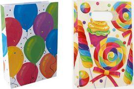 PAPSTAR Party-Papiertüten "Candies", 140 x 210 x 60 mm aus Papier, mit Blockboden, Seitenfalte: 60 mm, mit Griff - 1 Stück (88862)