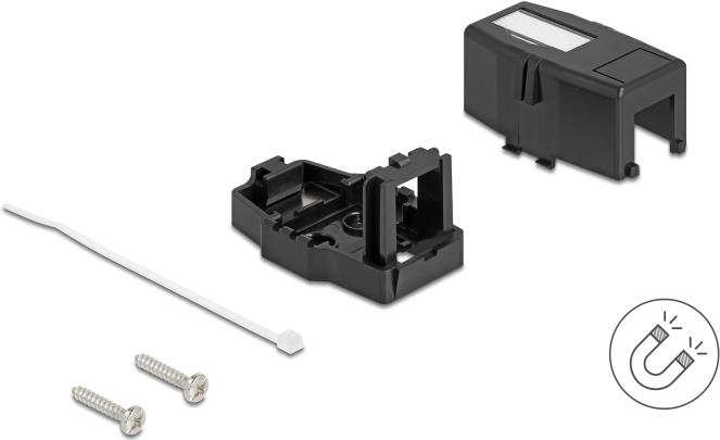 Delock Keystone Leergehäuse 1 Port mit magnetischer Unterseite, schwarz (85840)