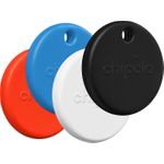 Chipolo POP 4 Pack Tracking Tags kompatibel mit Apple Find My & Google Find My Device (Schwarz, Rot, Weiß, Blau)
