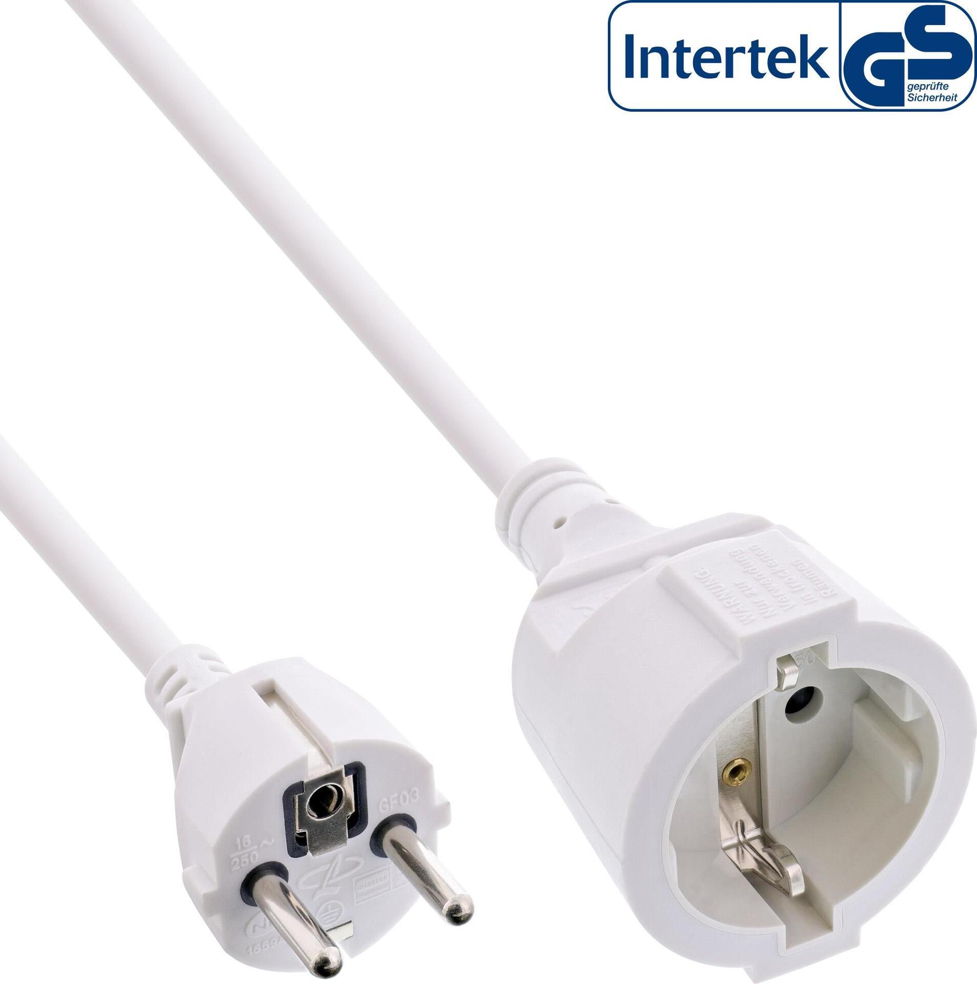 InLine® Strom-Verlängerung Schutzkontakt Stecker / Buchse, weiß, 15m (16410C)