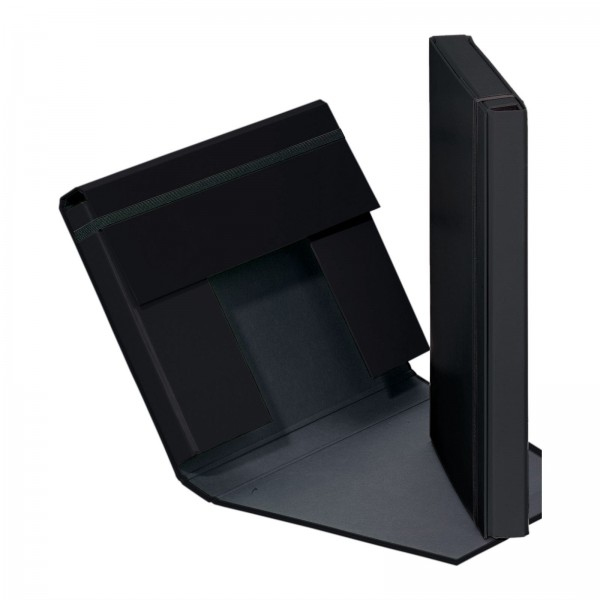 PAGNA Heftbox "Basic Colours" DIN A4 Karton Gummizugverschluss 3 Innenklappen Schwarz