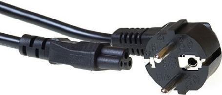 ACT Powercord mains connector CEE7/7 male (angled) - C5 black 1.00 m. Length: 1 m Powercord schuko-c5 bk 1.00m (AK5162)