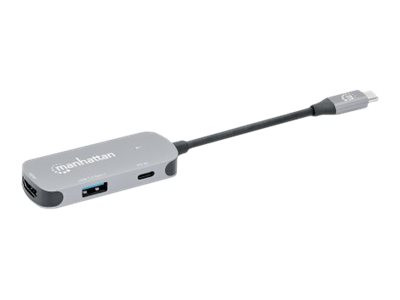 Manhattan USB-C Dock/Hub 130707 HDMI USB-A USB-C Power Delivery 100 W Space-grau