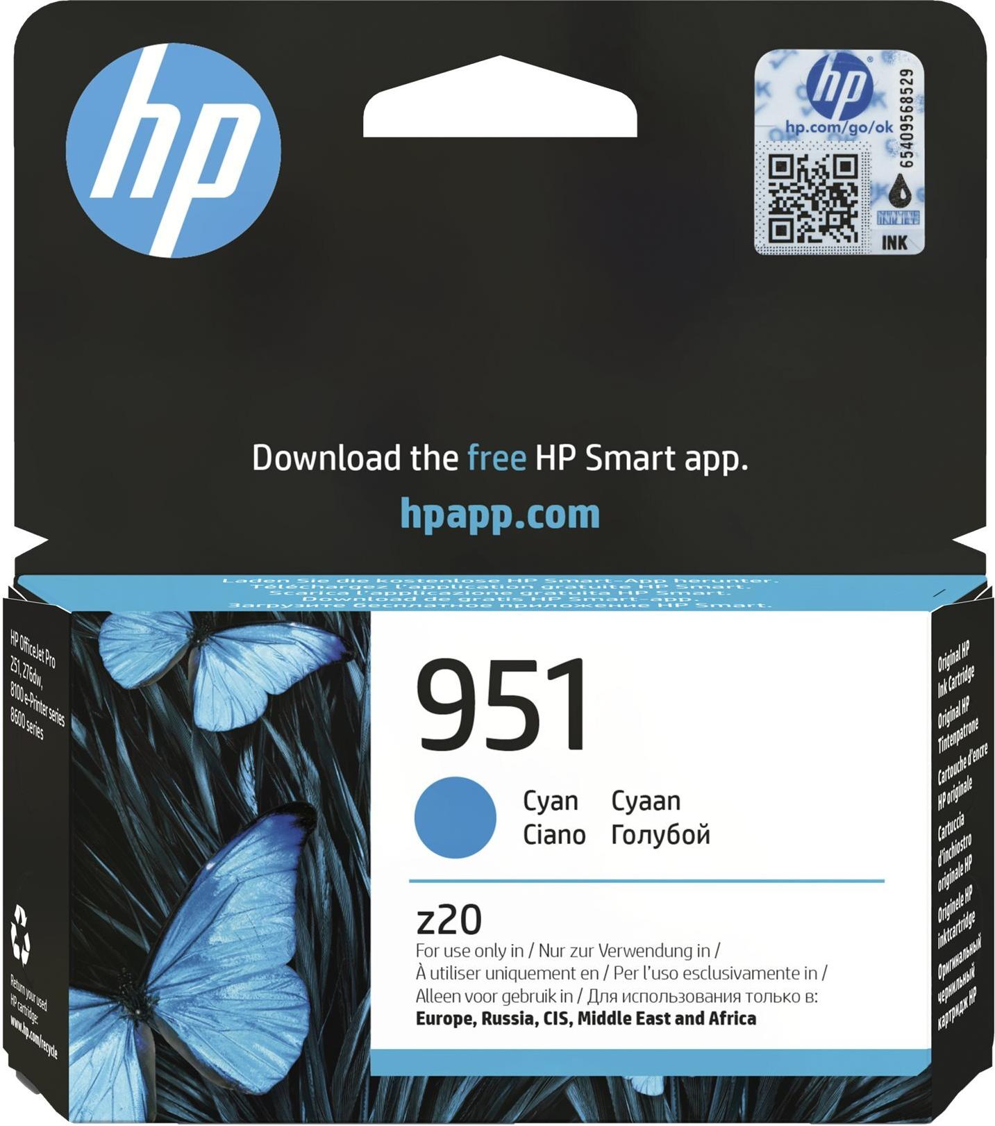 HP Inc. HP 951 Cyan Original Ink Cartridge (CN050AE#LS1)