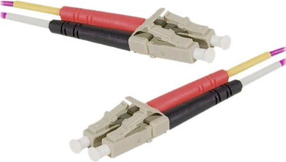 exertis Connect LWL Patchkabel HD, 50/125 µm, OM4-Faser, LC Duplex Stecker/Stecker, erika-violet, 0,5 m UPC (392780)