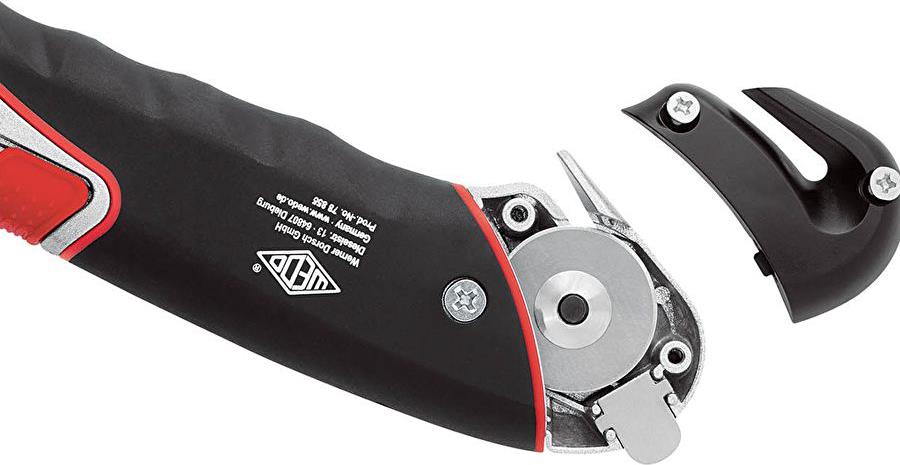 WEDO Super Safety-Cutter, Klinge: 19 mm, schwarz/rot integrierter Folienschneider, automatischer Klingenrückzug, - 1 Stück (78 855)