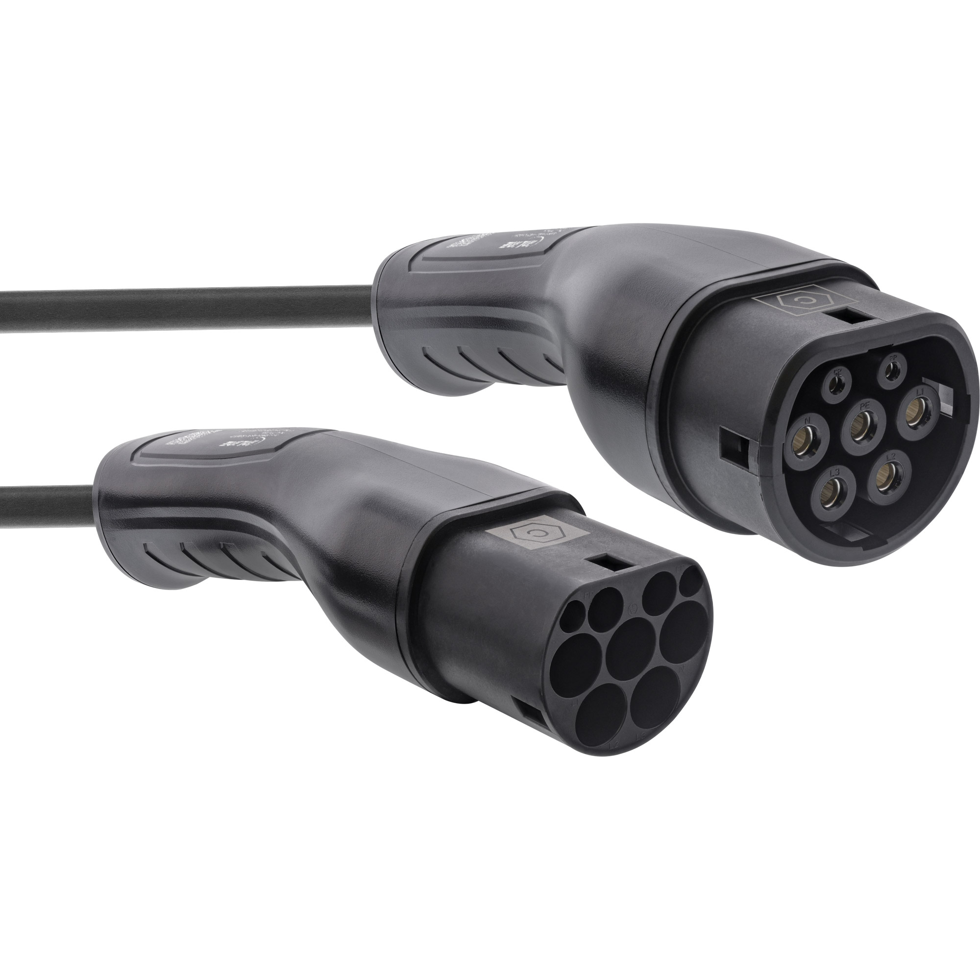 InLine EV Spiral-Autoladekabel 11kW Typ 2 3-phasig 3m Schwarz