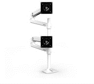 ERGOTRON LX Dual Monitorarm mit hoher Säule in Weiß - Tischhalterung mit patentierter CF-Technologie für zwei Bildschirme bis 101,60cm (40") , 6,4-20kg, VESA Standard (45-509-216)