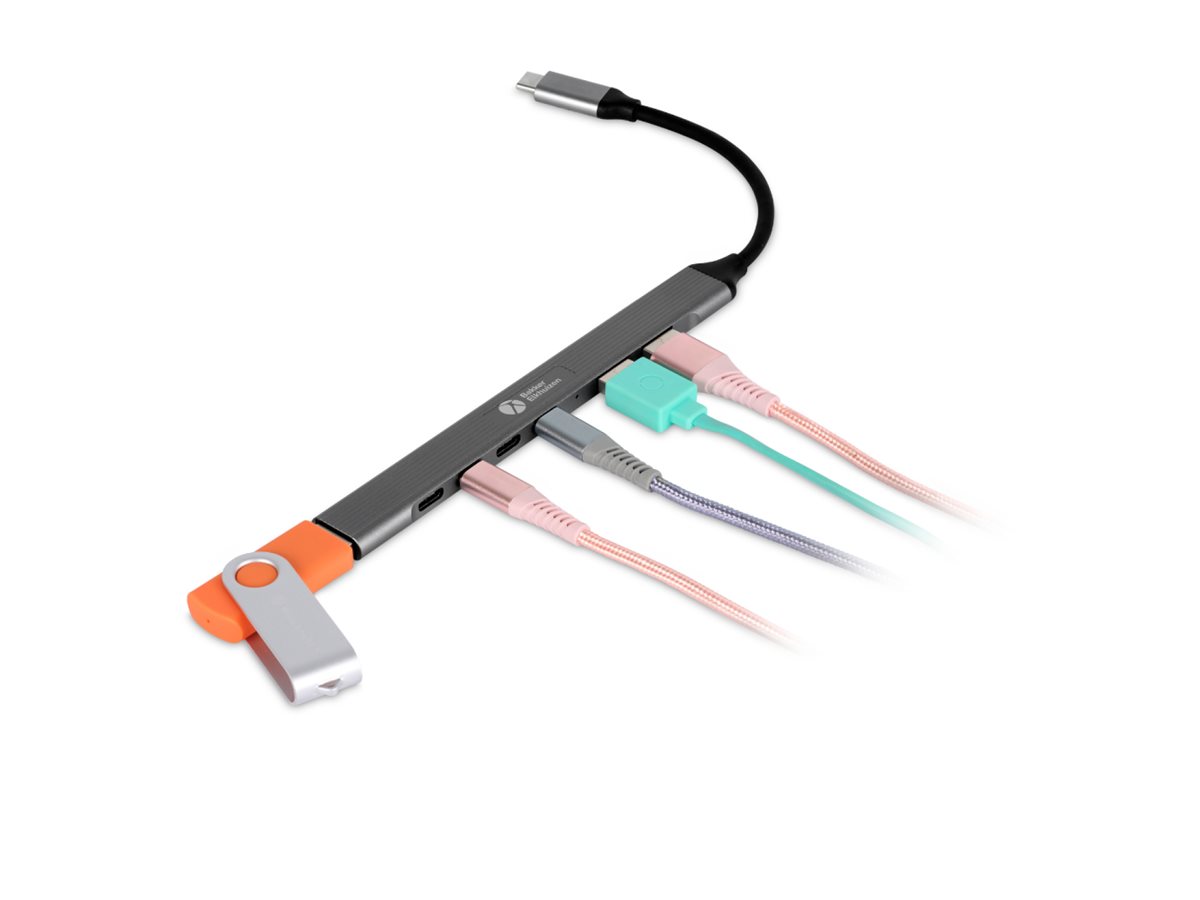 Bakker Elkhuizen BNECHUB3A4C 7-in-1 USB-C Hub Schwarz, Dunkelgrau