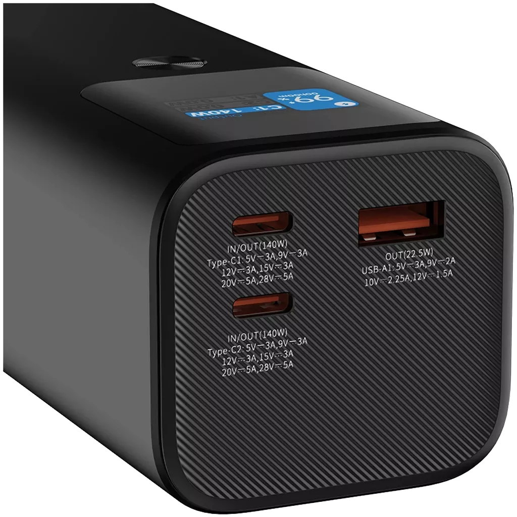 Canyon PB-2010 Powerbank 27000 mAh 97,2 Wh 140 W Power Delivery 3.1 Quick Charge 3.0 TFT-Display Dunkles Grau