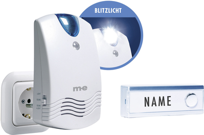 m-e modern-electronics FG1.2 Funkklingel Komplett-Set mit Namensschild, mit Blitzlicht (FG1.2)