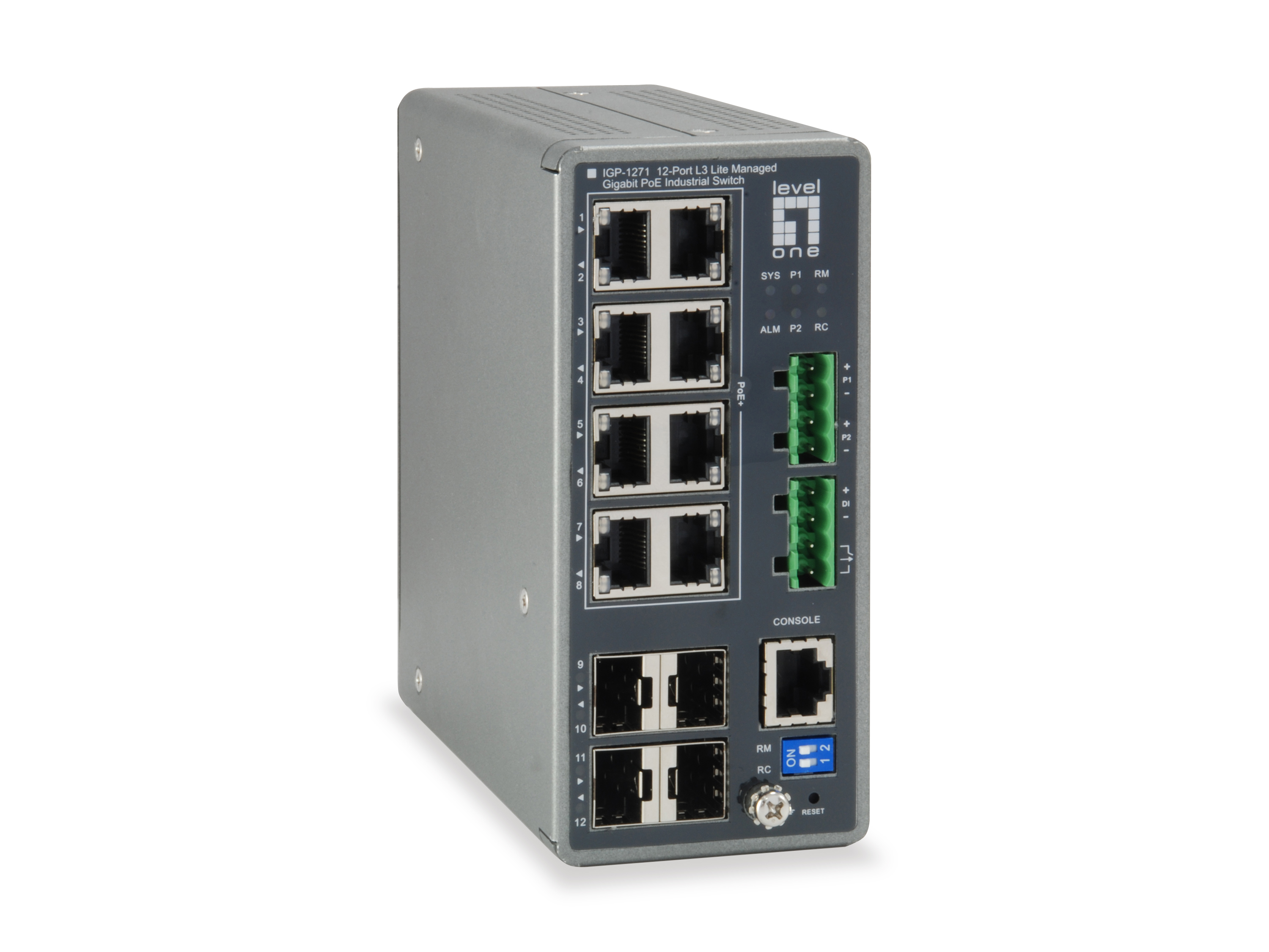 LevelOne IGP-1271 L3 Managed Switch 8 x 10/100/1000 PoE+ 4 x SFP Grau