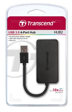 Transcend HUB2 USB 3.0 Hub 4-Port Schwarz