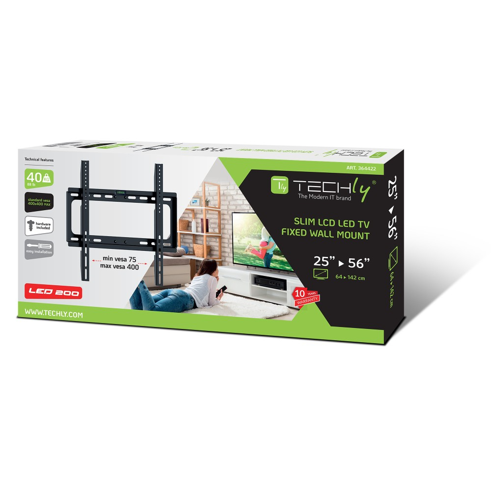 Techly LED 200 Wandhalterung 25"-56" Schwarz