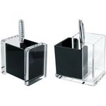 WEDO Stifteköcher "acryl exklusiv", 2 Fächer, glasklar- schwarz, aus Acryl, im Geschenkkarton (60 6001)