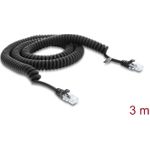 Delock RJ50 Spiralkabel Stecker zu Stecker 3 m schwarz (91236)