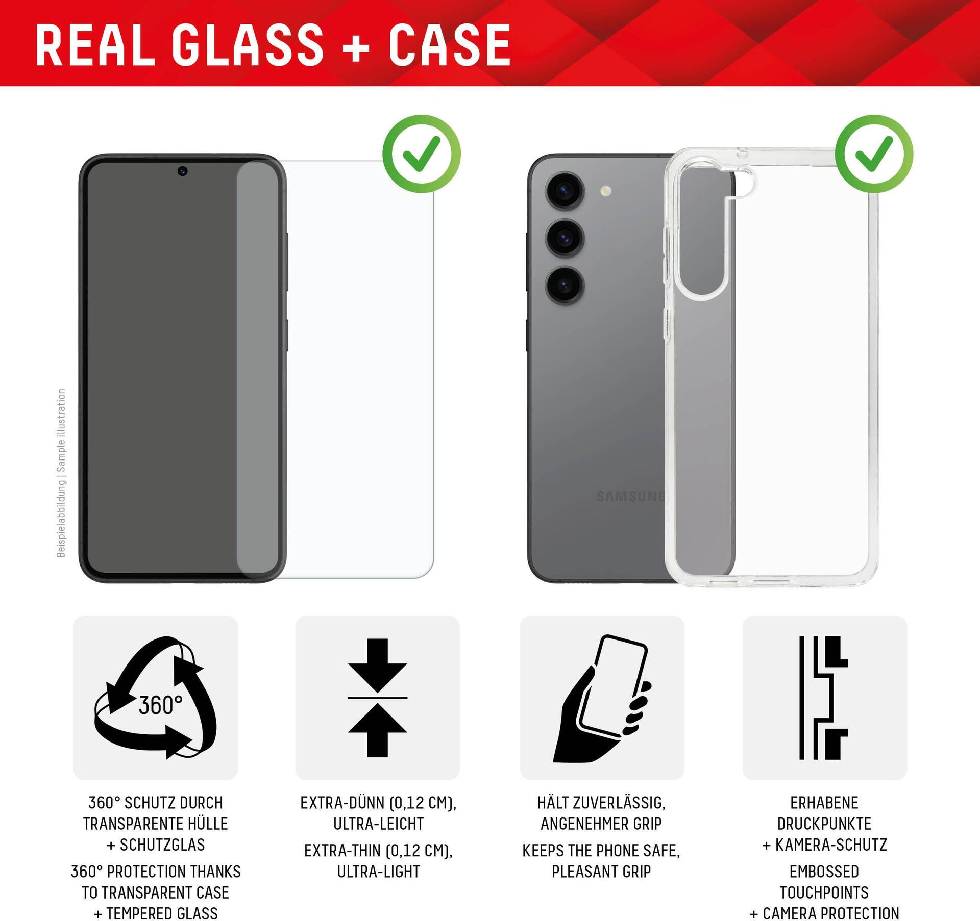 Displex Panzerglas + Schutzhülle für Samsung Galaxy A55 5G Transparent