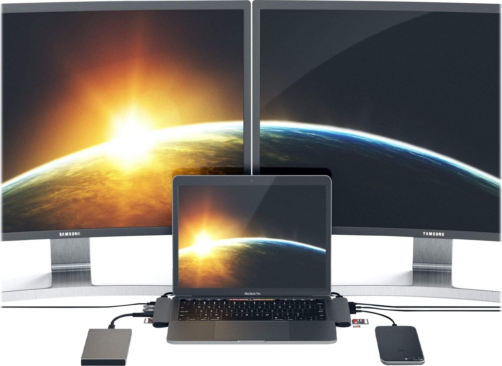 Satechi Type-C Pro Hub Adapter für MacBook Pro 13" und 15", 2× USB 3.0, HDMI 4K, SD/MicroSD, Grau