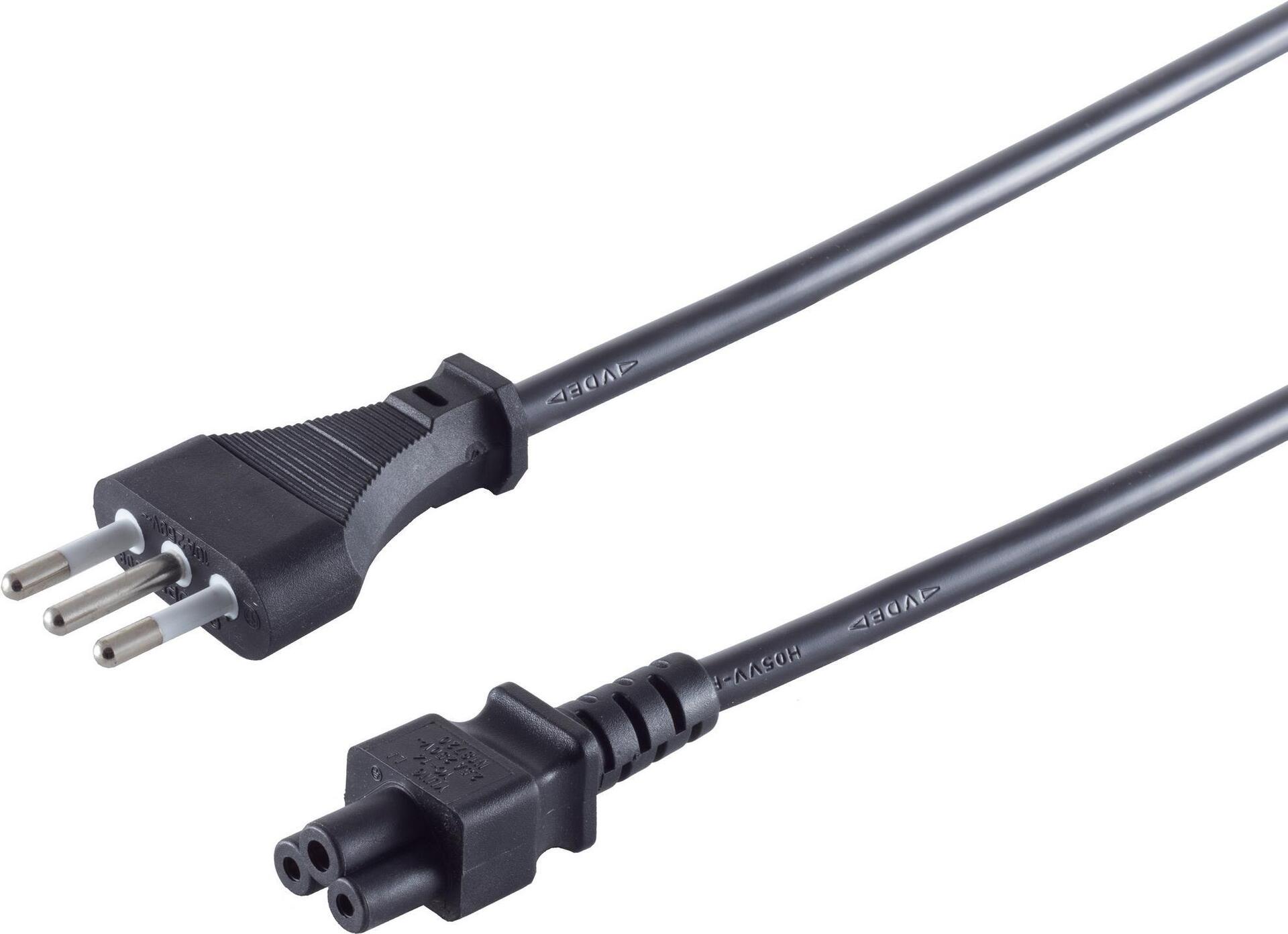 S/CONN maximum connectivity Netzanschlusskabel Italien, Stecker an 3pol Buchse C5, schwarz, 1,8 m (IT60001)