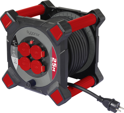 Sygonix SY-10236123 Kabeltrommel Schwarz Schutzkontakt-Stecker (SY-10236123)