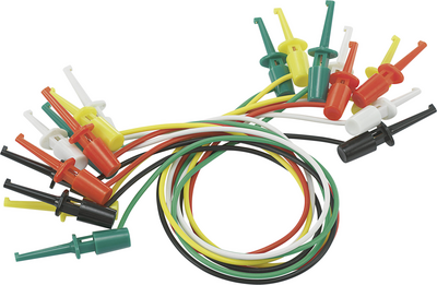 Voltcraft Messleitungs-Set [ Abgreifklemmen - Abgreifklemmen] 0.28 m Schwarz, Rot, Grün, Gelb, Weiß