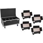 EUROLITE Set 4x Multiflood IP 18x10W RGBW Wash CRMX + Case mit Rollen (20001033)