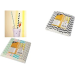 PAPSTAR Papier-Trinkhalm "Stripes", 200 mm, schwarz/weiß aus Papier, Länge: 200 mm, Durchmesser: 6 mm, nachhaltig - 1 Stück (87010)