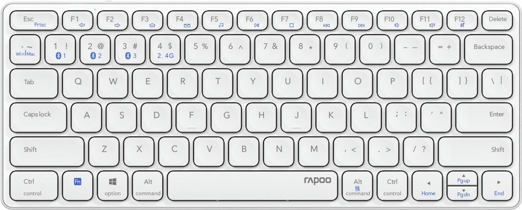 Rapoo E9600M Tastatur RF Wireless + Bluetooth QWERTY Deutsch Weiß (00217362)