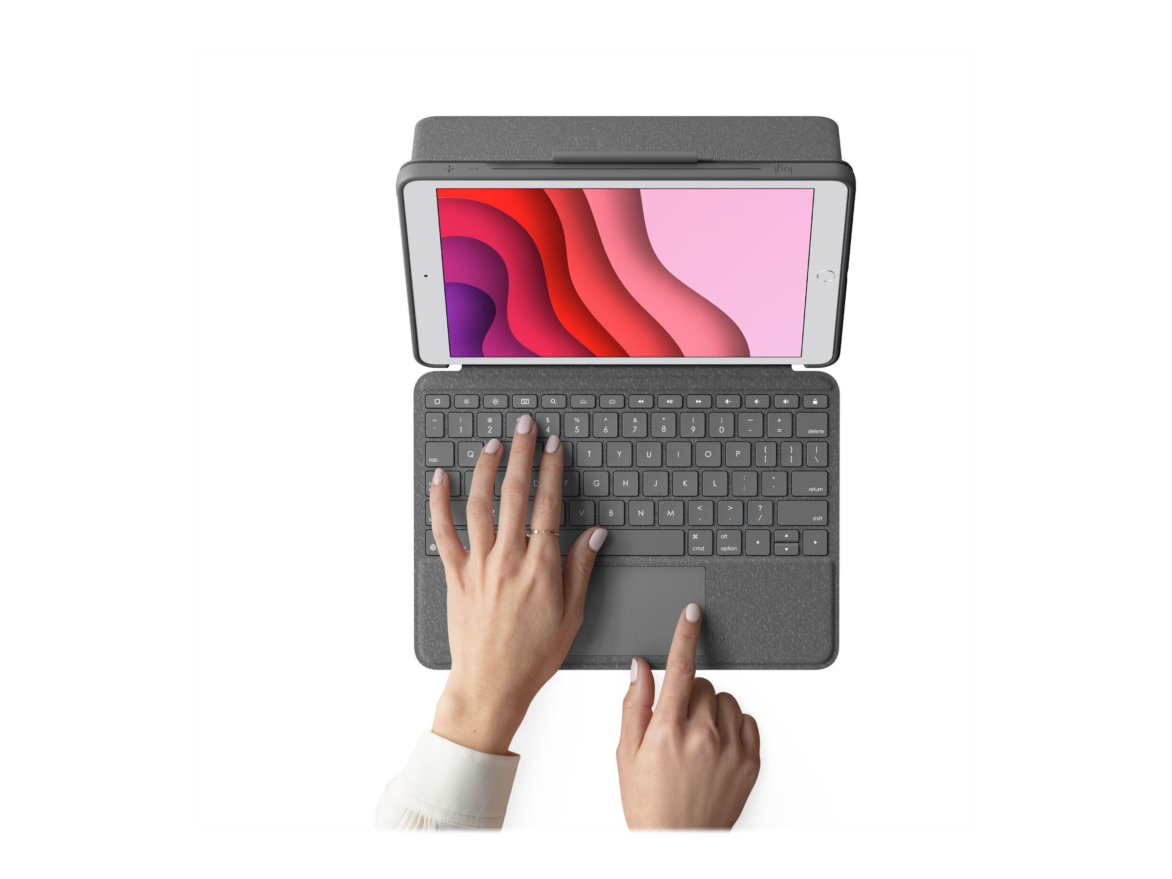 Logitech Combo Touch Tastatur und Foliohülle mit Trackpad QWERTZ Smart Connector für 10.2" iPad Graphite