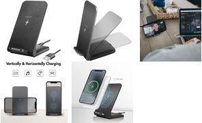 LogiLink Induktions-Ladestation, 15 Watt, schwarz Smartphoneständer mit 2 Spulen für kabelloses Laden, - 1 Stück (PA0315)