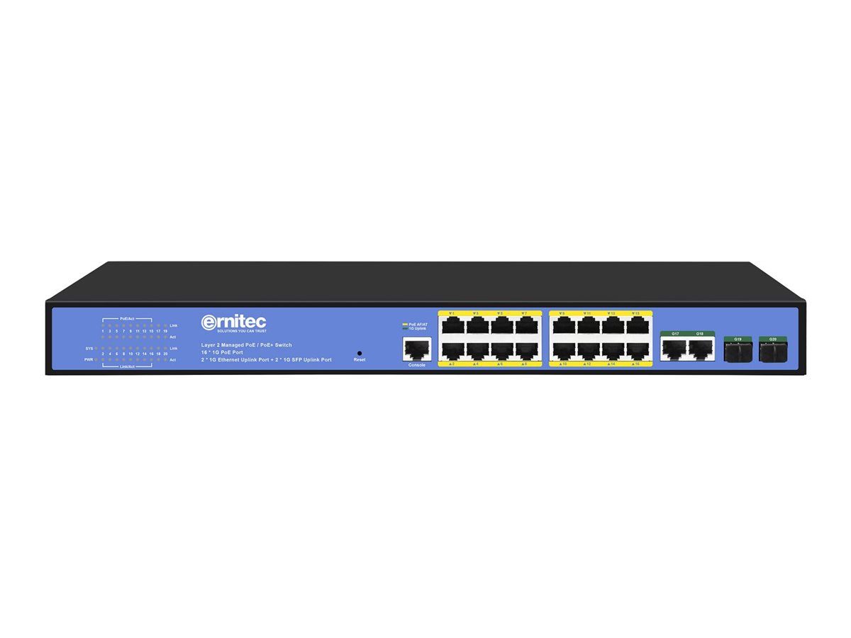 Ernitec ELECTRA-M16-1GB-285W Managed Layer 2+ Switch 16 Ports Schwarz
