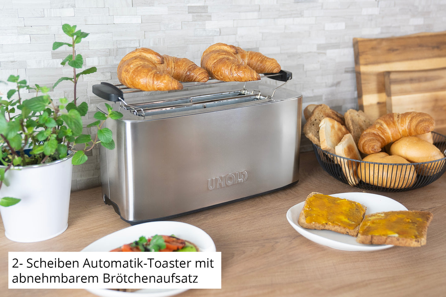 Unold Tom 4 Scheiben Toaster 1400 W Edelstahl Schwarz