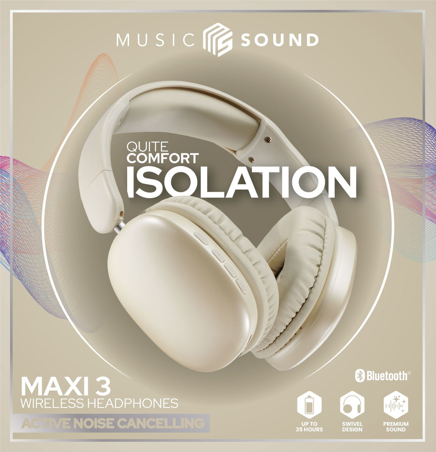 Cellularline Music & Sound MAXI 3 Bluetooth Kopfhörer mit ANC Weiß