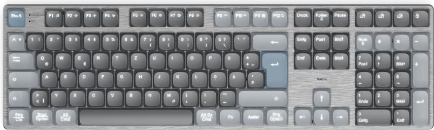 Hama Multi-Device-Tastatur WK-800 kabellos mechanisch LED Schw. QWERTZ (00173070)