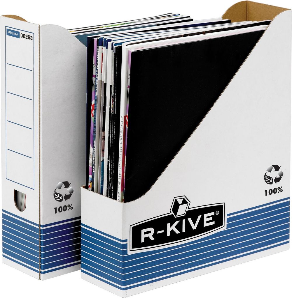 Fellowes Archiv-Stehsammler R-Kive PRIMA, weiß-blau aus 100% recycelter Pappe, zu 100% wiederverwertbar (0026301)