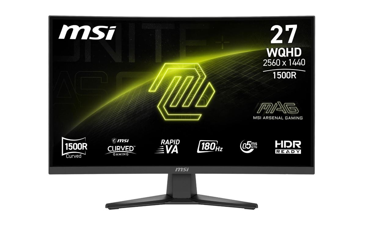 MSI MAG 275CQFDE E18 Rapid VA WQHD Gaming Display 68,6 cm (27") - WQHD (2560 x 1440 Pixel), 0,5 ms, 180Hz, HDMI 2.0b, DisplayPort 1.4a [Energieklasse F] (9S6-3CE91H-002)