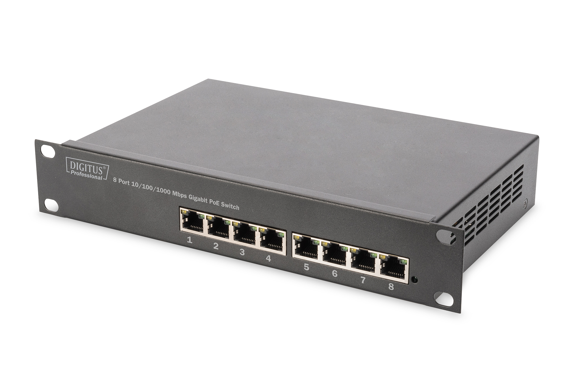 Digitus DIGITUS Professional DN-95317 10" 8-Port Gigabit PoE Switch Schwarz