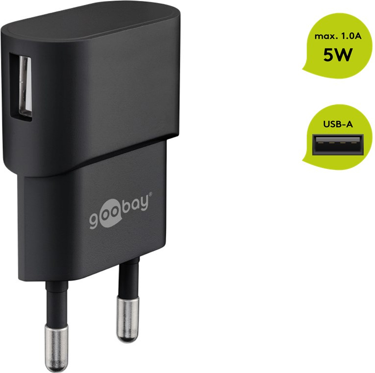 Goobay Netzteil USB 5 W 1 A Schwarz