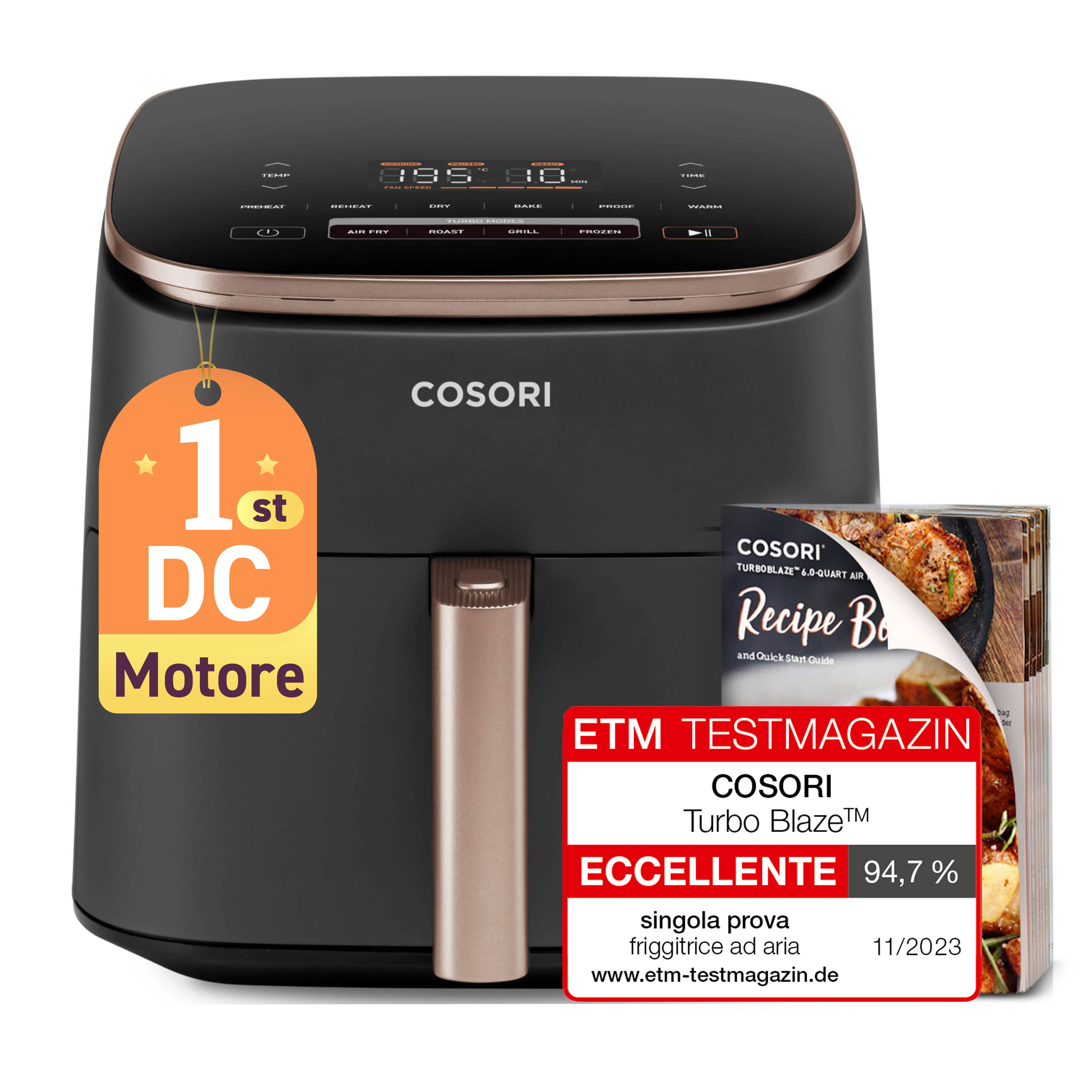 Cosori TurboBlaze Chef Edition Heißluftfritteuse 6 l 1725 W Schwarz