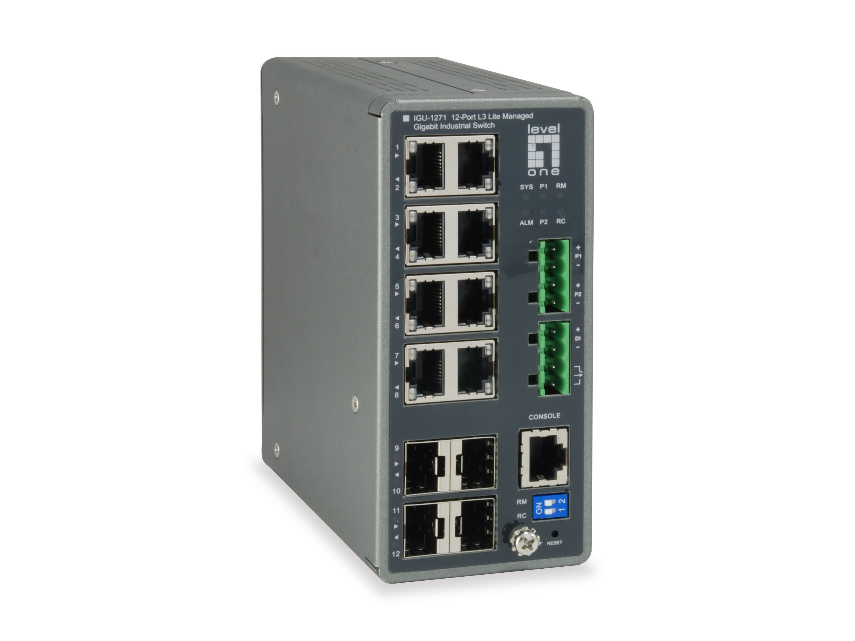 LevelOne IGU-1271 Managed Switch L3 Lite 12-Port Gigabit Ethernet Grau