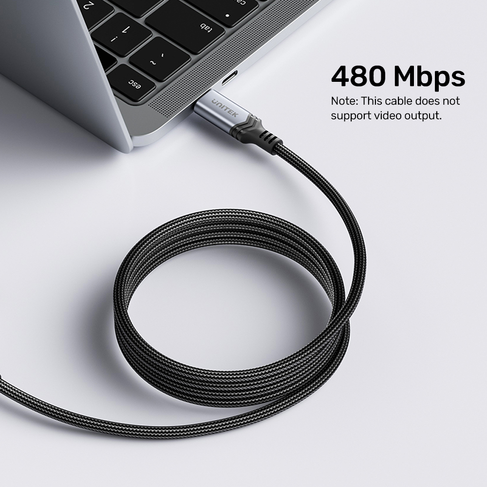 Unitek C14110GY-2M USB-C auf USB-C Kabel 240 W 2 m Schwarz