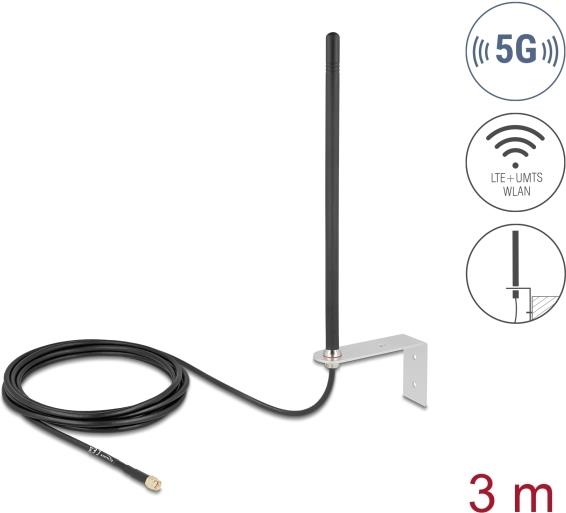 Delock 5G LTE Antenne SMA Stecker 3 - 5 dBi omnidirektional starr mit Anschlusskabel RG-174 (96089)