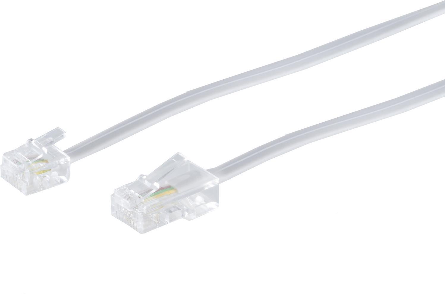 S/CONN maximum connectivity Modularkabel RJ ISDN-Western-Stecker 8/4 auf Western-Stecker 6/4, weiß, 6,0m (70256-W)