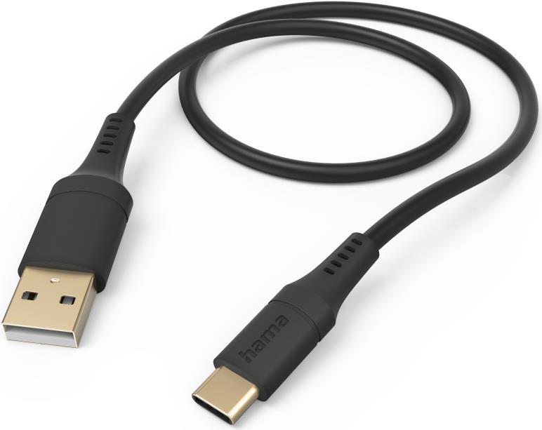 Hama Flexible USB Kabel 1,5 m USB 2.0 USB A USB C Schwarz (00201570)