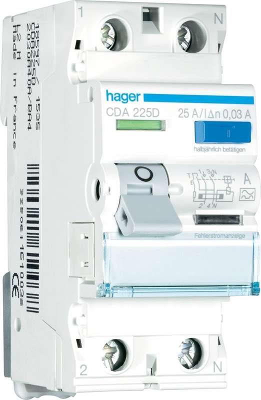 Hager FI-Schutzschalter 2polig 25 A 230 V/AC, 400 V/AC CDA225D (CDA225D)